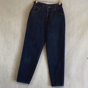 Vintage lee mom jeans single pleat dark denim 14MD